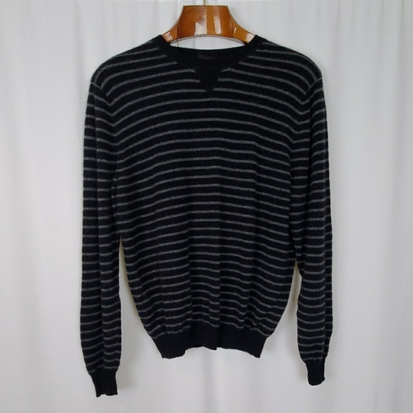 Griffen Other - Griffen Black Grey Stripe 100% Cashmere Sweater